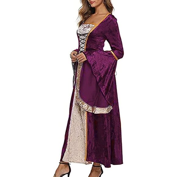 𝅺MEDIEVAL Victorian Long Dress Purple Cosplay Irish Costume Halloween Viking NWT - Picture 6 of 13